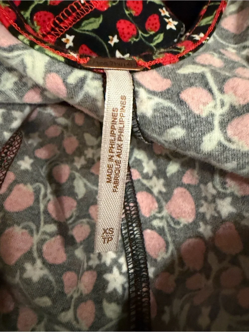 Free People Black Tank Top with Red Strawberry Print